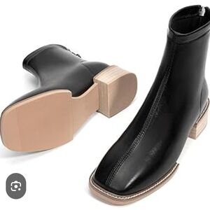 Black Ankle Boots with Tan Sole